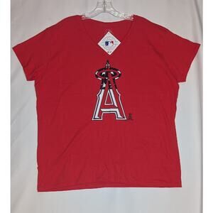 MLB LA Angels of Anaheim Women's V Neck Patriotic T-Shirt size 2XL NWT sports